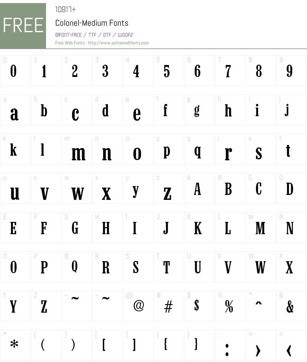 Colonel-Medium Font Screenshots
