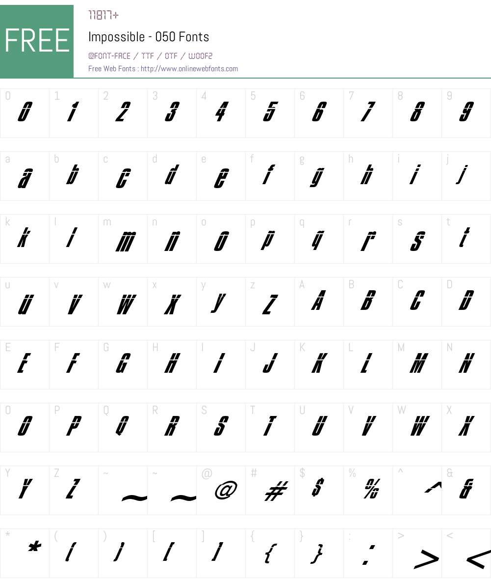 Impossible - 050 Font Screenshots