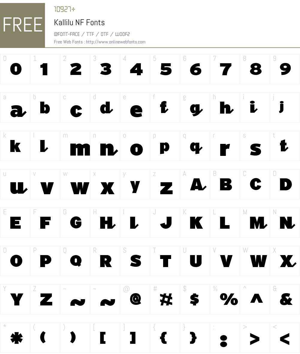 KalliluNF Font Screenshots