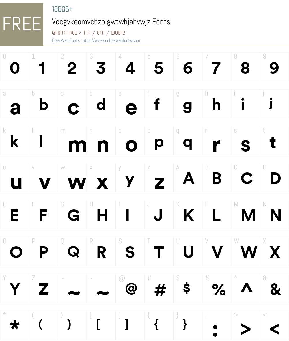 Vccgvkeomvcbzblgwtwhjahvwjz Font Screenshots