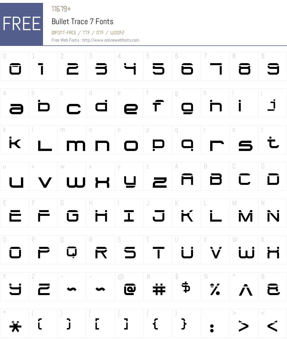 Bullet Trace 7 Font Screenshots