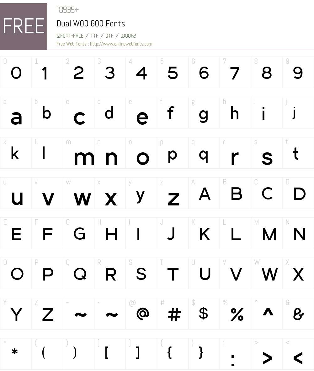 DualW00-600 Font Screenshots