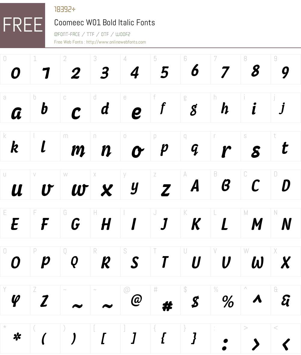 CoomeecW01-BoldItalic Font Screenshots