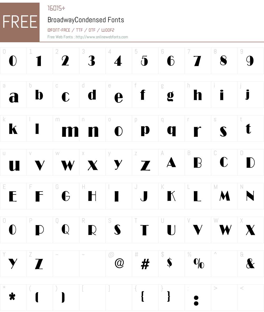 BroadwayCondensed Font Screenshots