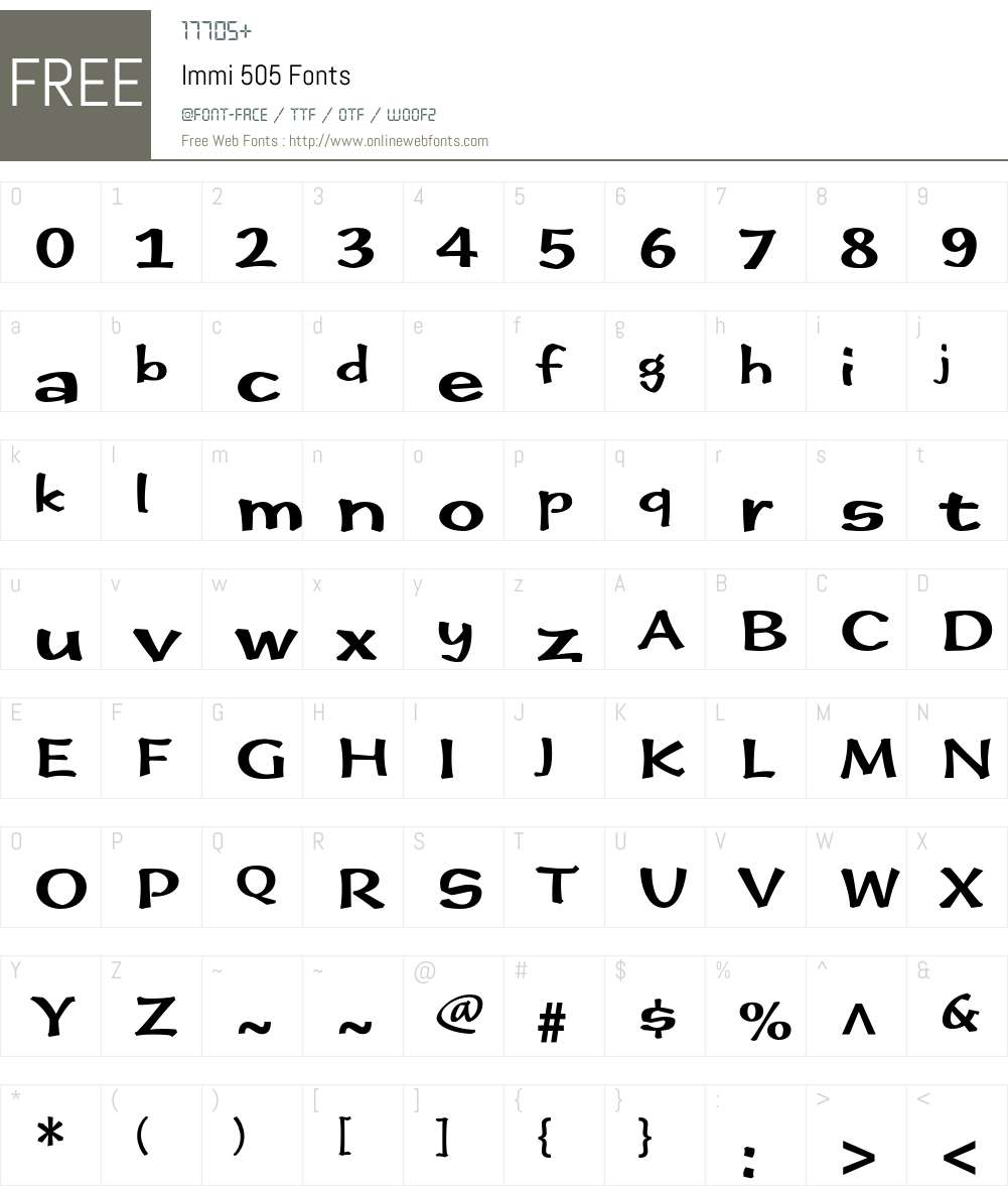 Immi 505 Font Screenshots