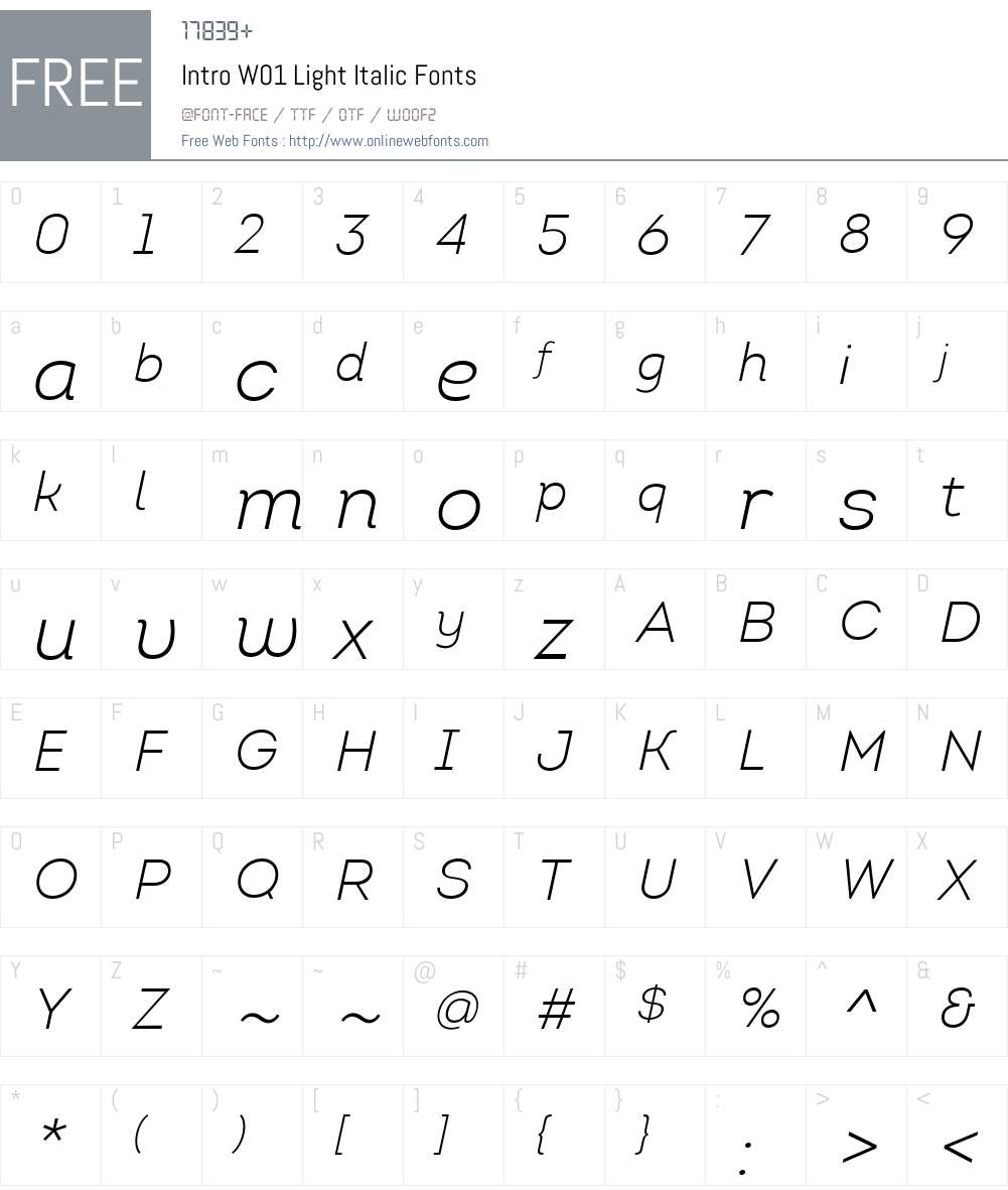 IntroW01-LightItalic Font Screenshots