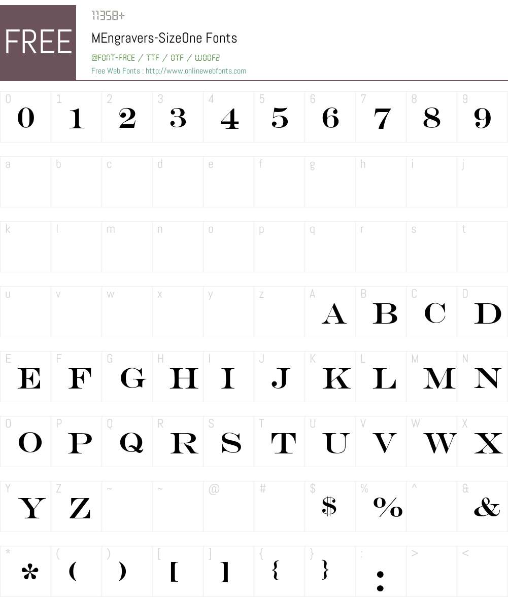 MEngravers-SizeOne Font Screenshots