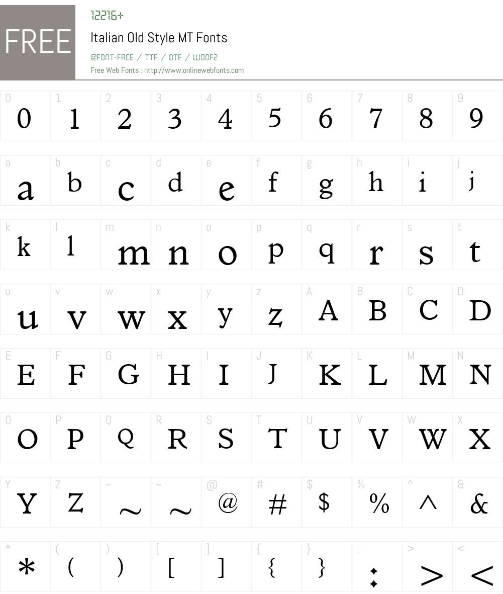 Italian Old Style MT Font Screenshots