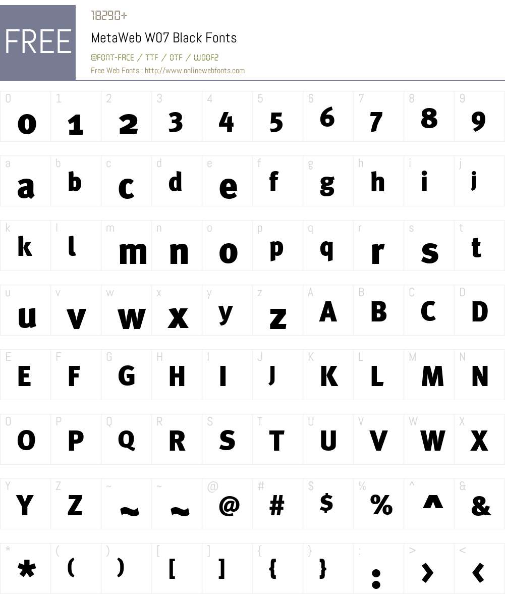MetaWebW07-Black Font Screenshots