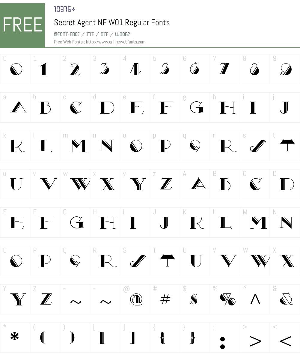 SecretAgentNFW01-Regular Font Screenshots