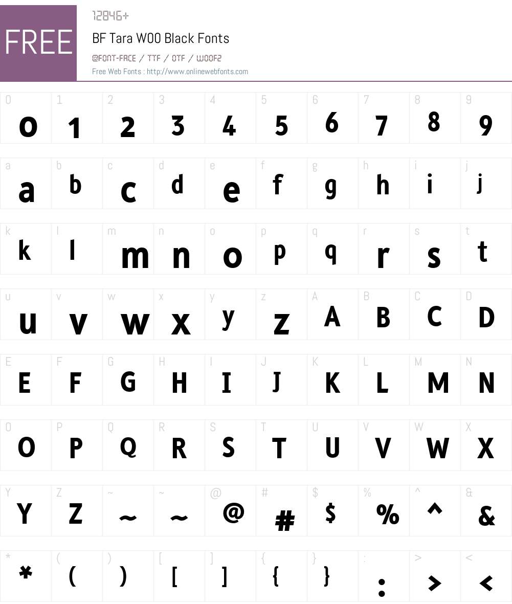 BFTaraW00-Black Font Screenshots