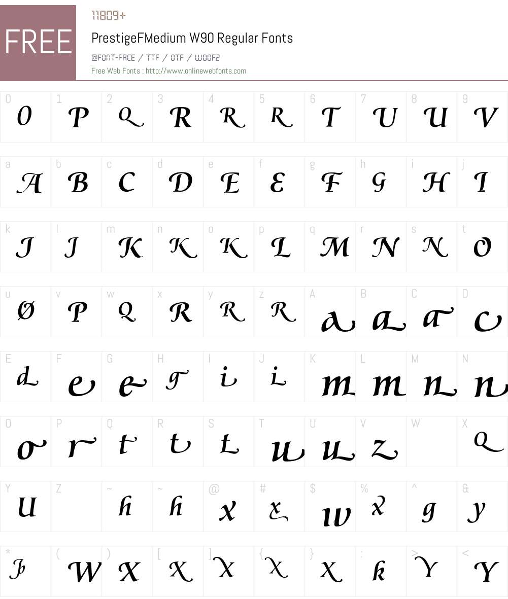 PrestigeFMediumW90-Regular Font Screenshots