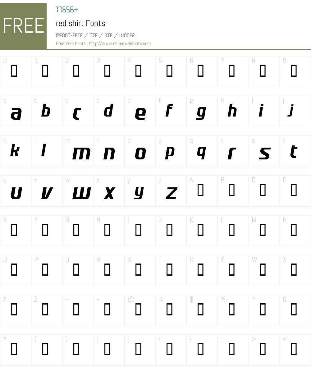 red shirt Font Screenshots