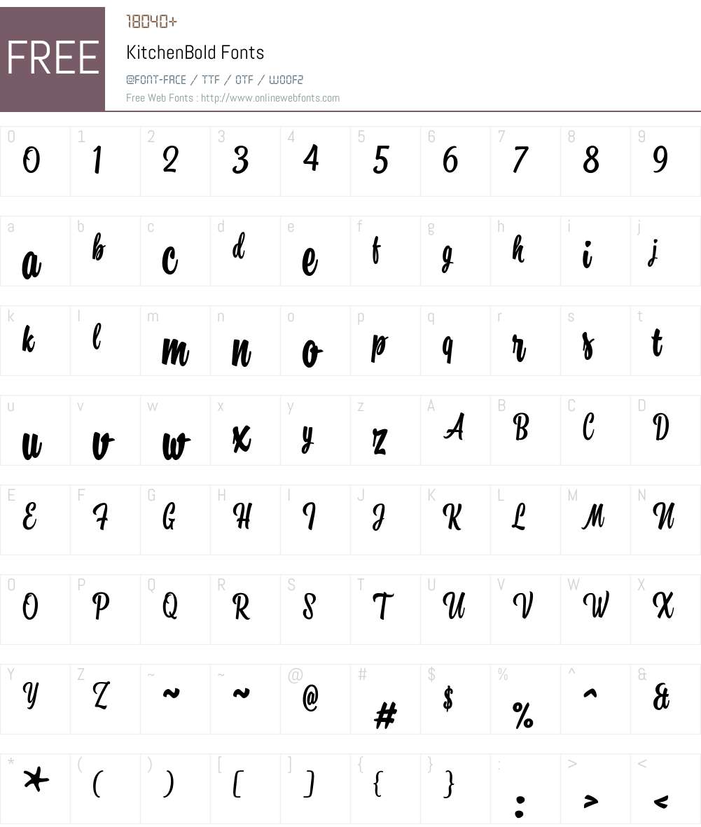 Kitchen Bold Font Screenshots