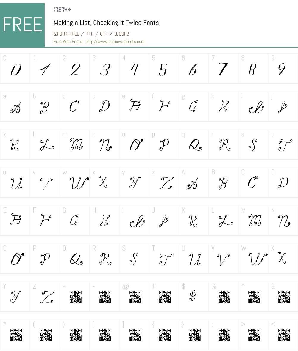 Making a List Checking it Twice Font Screenshots