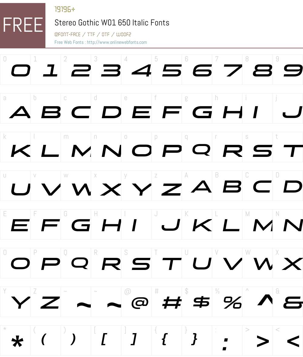 StereoGothicW01-650Italic Font Screenshots