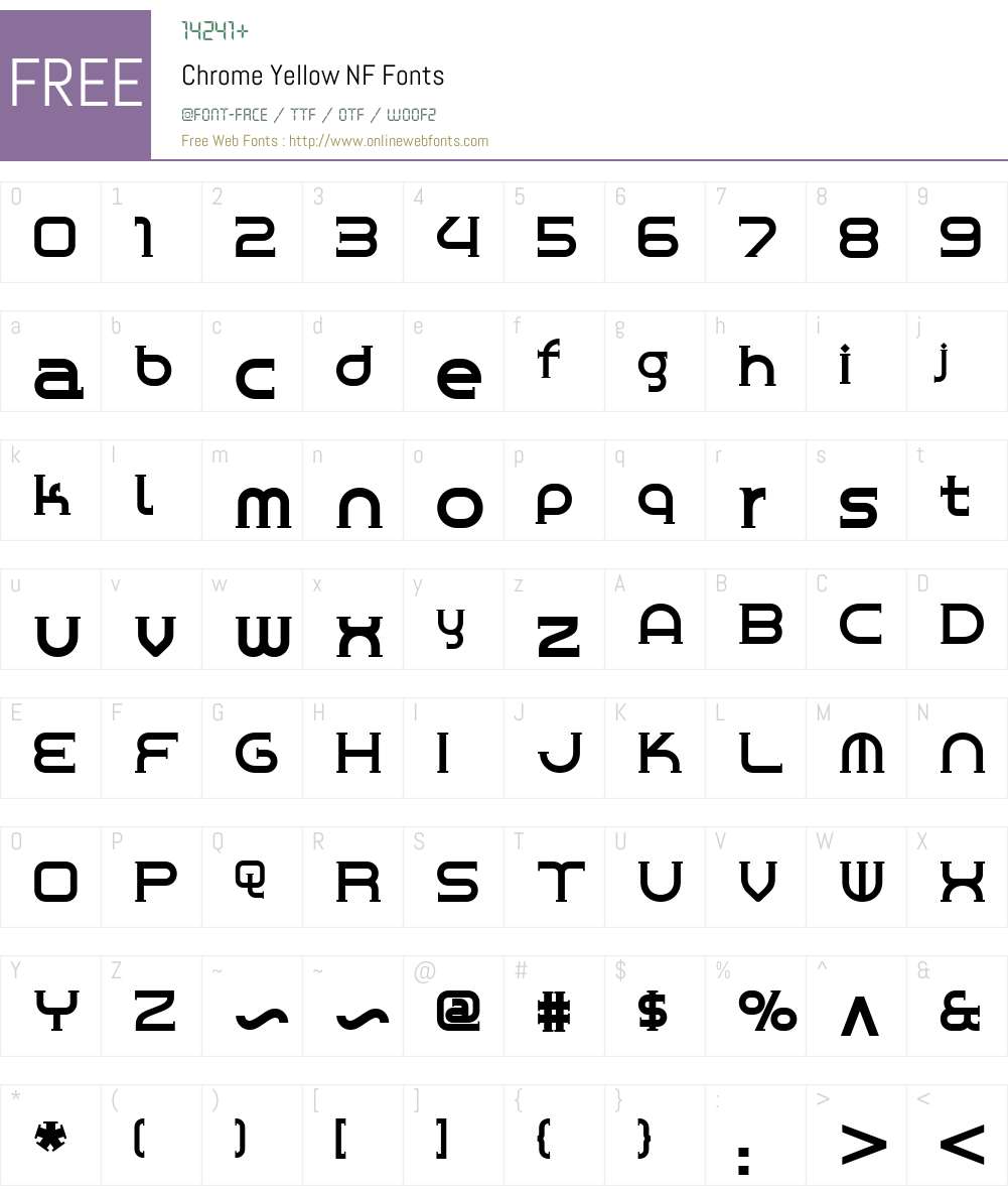 Chrome Yellow NF Font Screenshots