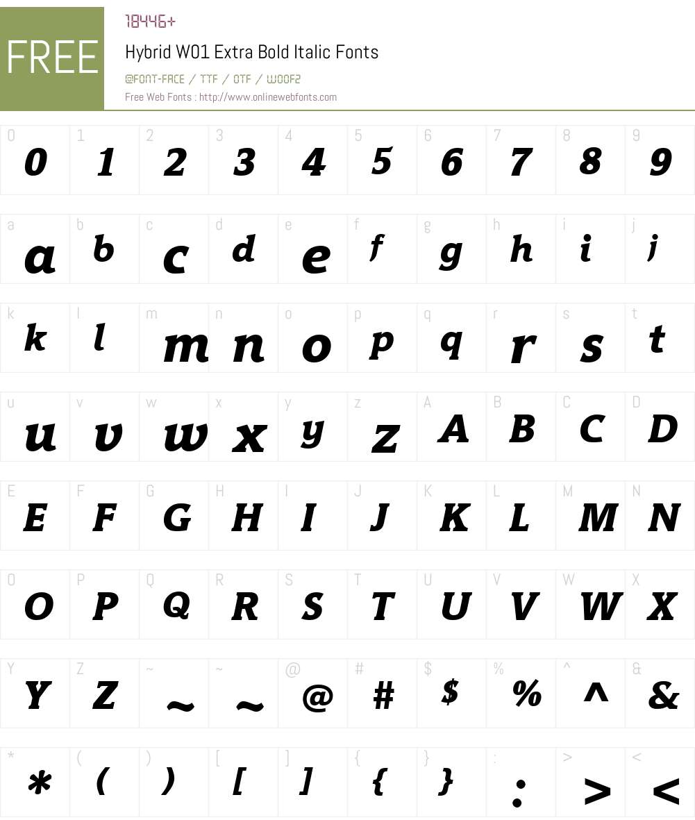 HybridW01-ExtraBoldItalic Font Screenshots
