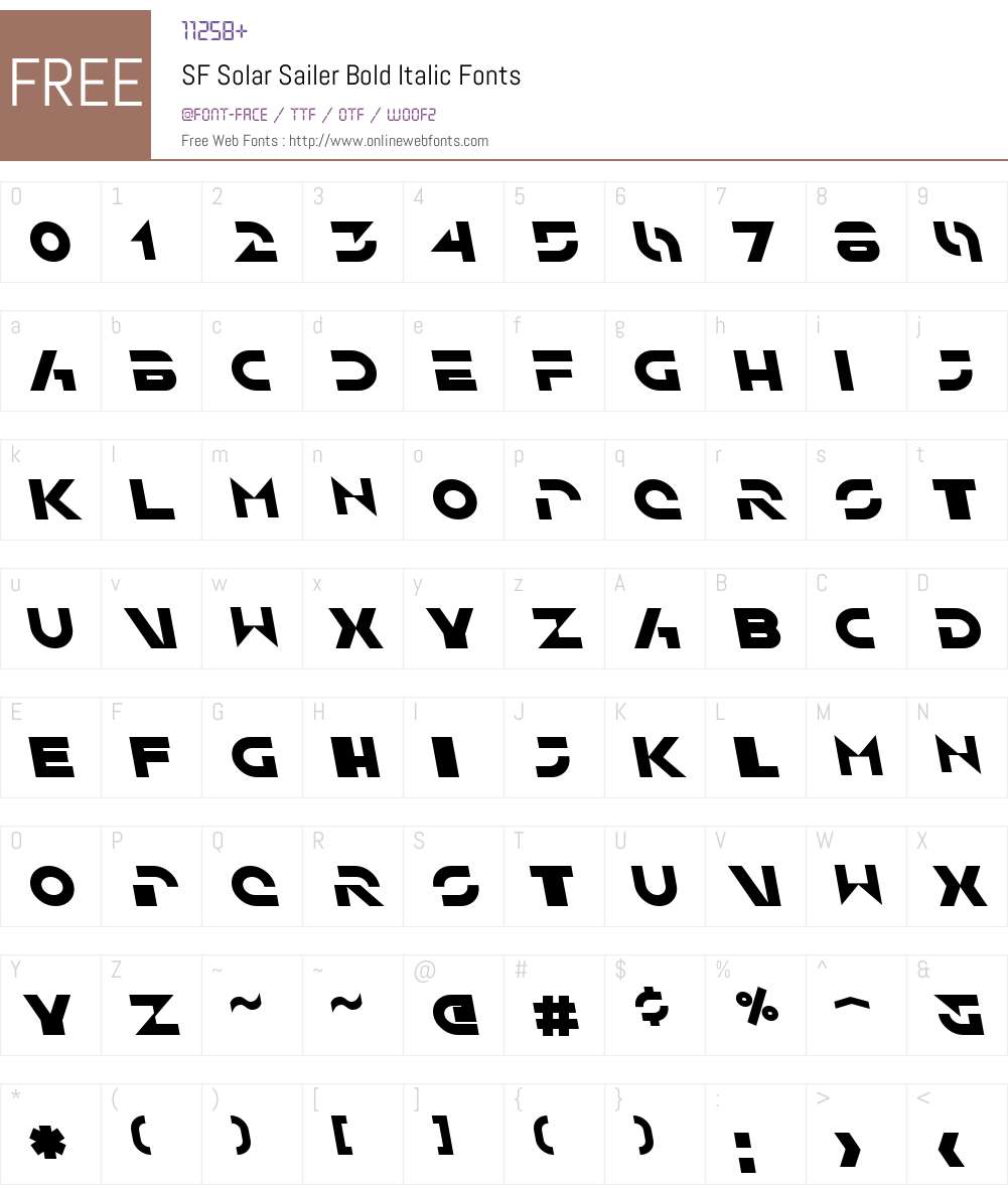 SF Solar Sailer Font Screenshots