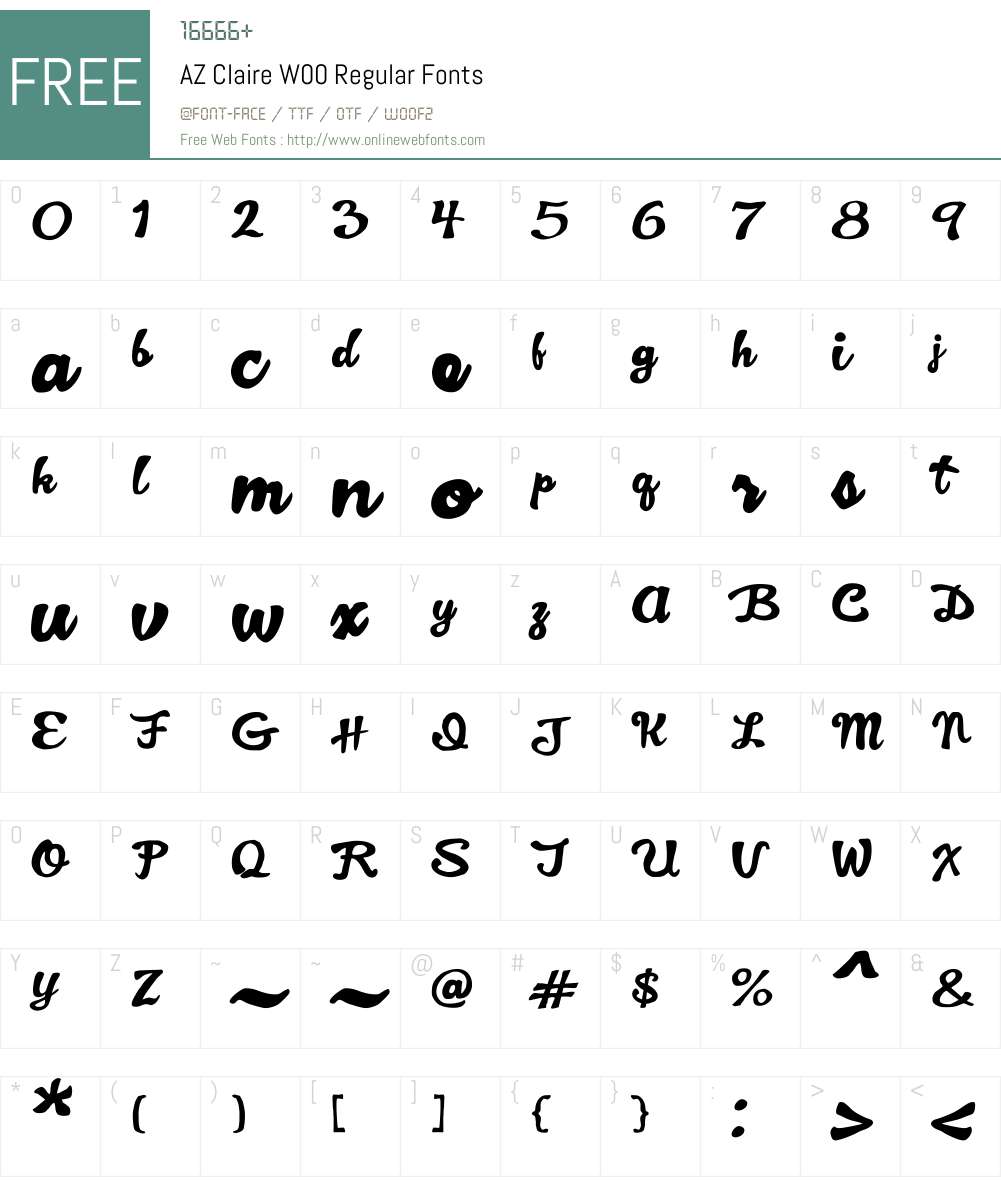 AZClaireW00-Regular Font Screenshots