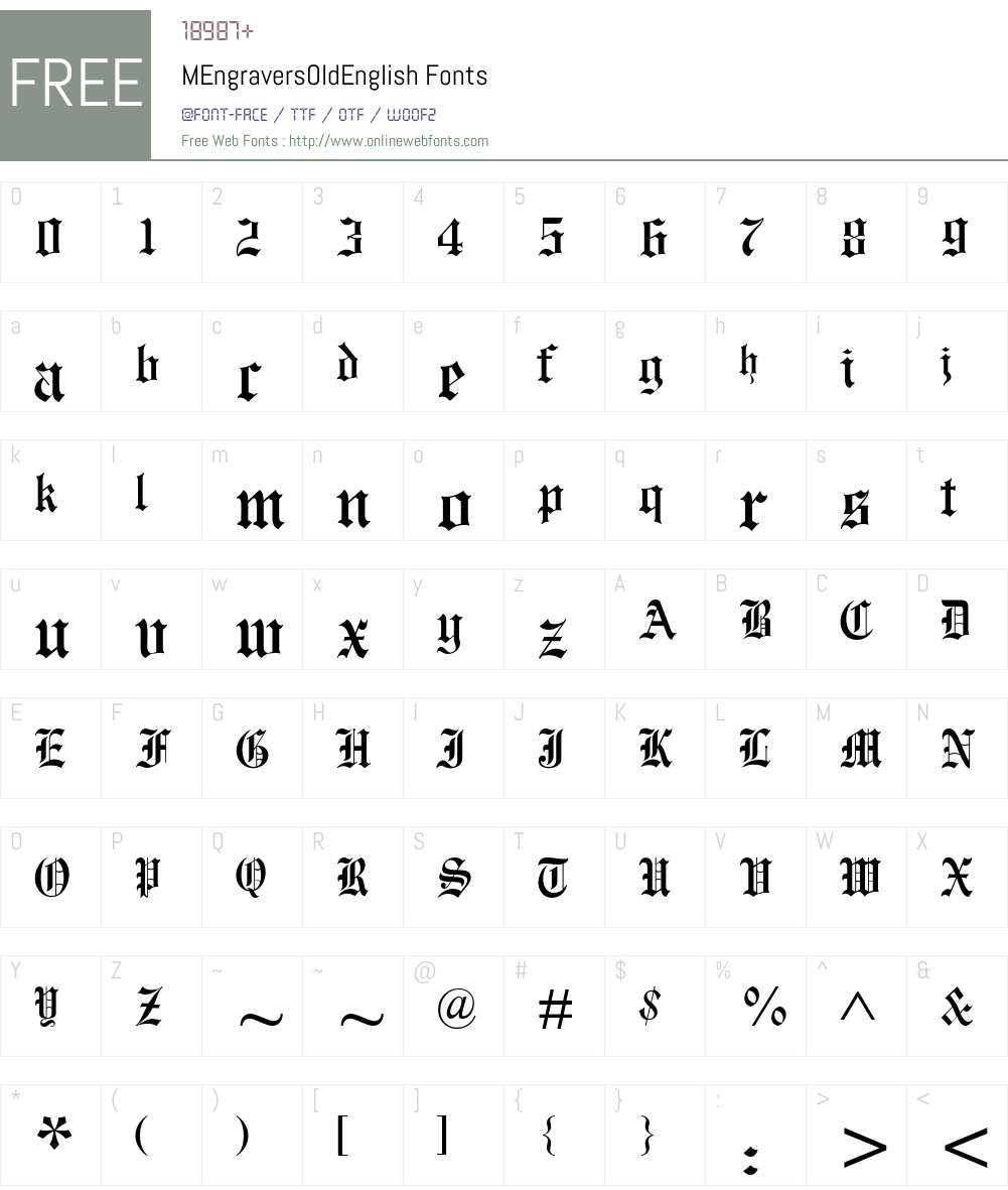 MEngraversOldEnglish Font Screenshots