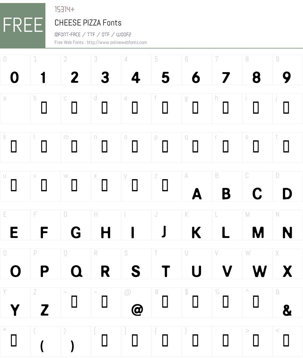 CHEESE PIZZA Font Screenshots