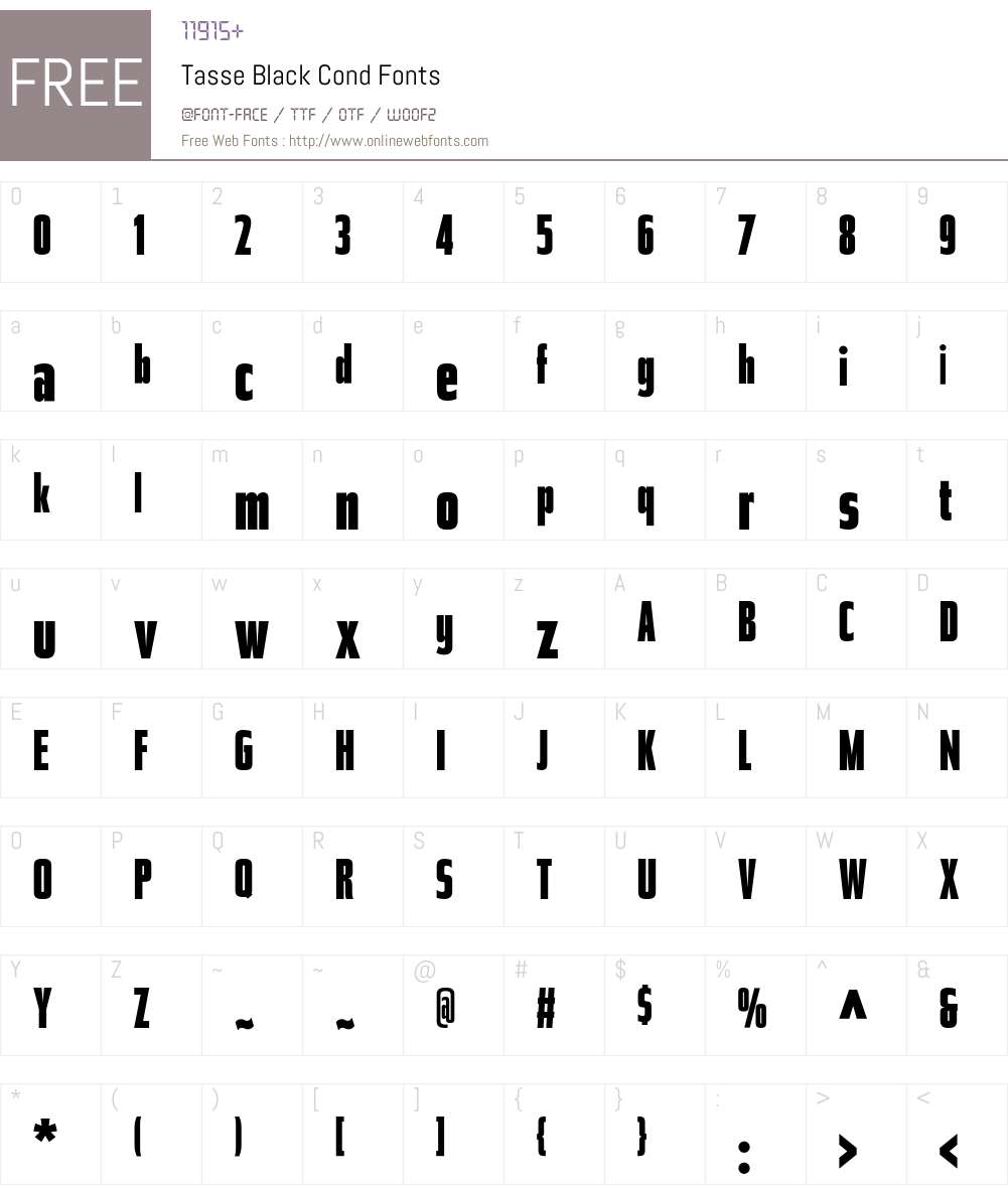 Tasse Font Screenshots