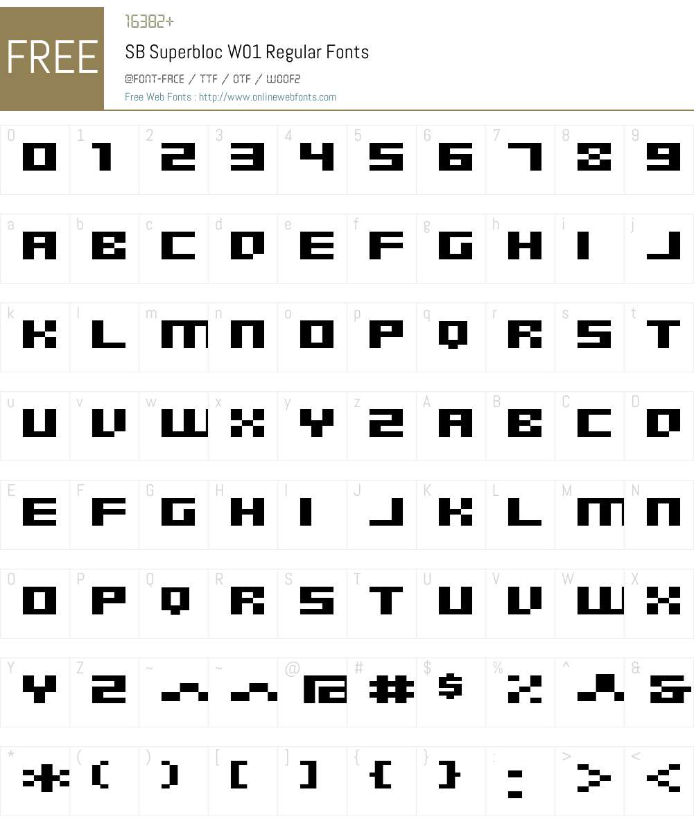 SBSuperblocW01-Regular Font Screenshots
