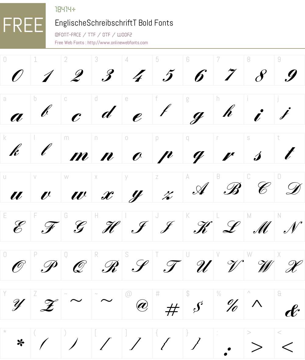 EnglischeSchreibschriftT Font Screenshots
