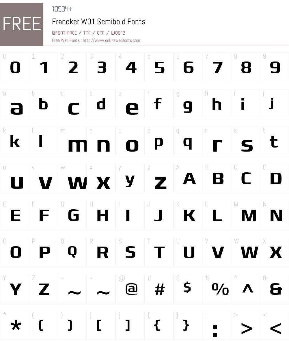 FranckerW01-Semibold Font Screenshots