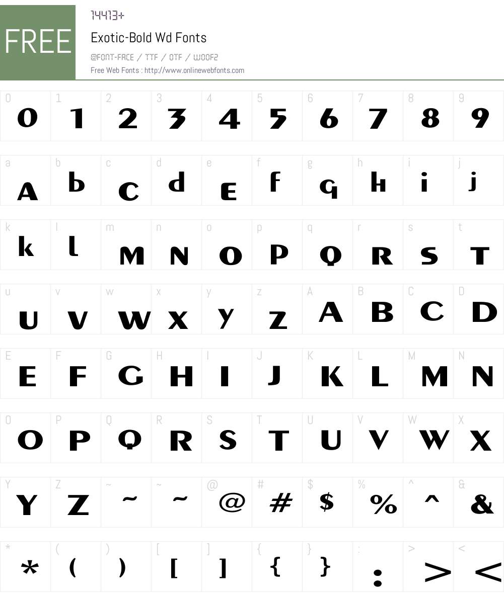 Exotic-Bold Wd Font Screenshots