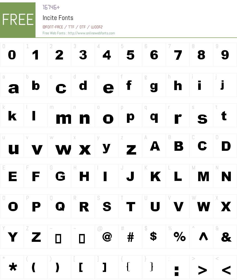 Incite Font Screenshots