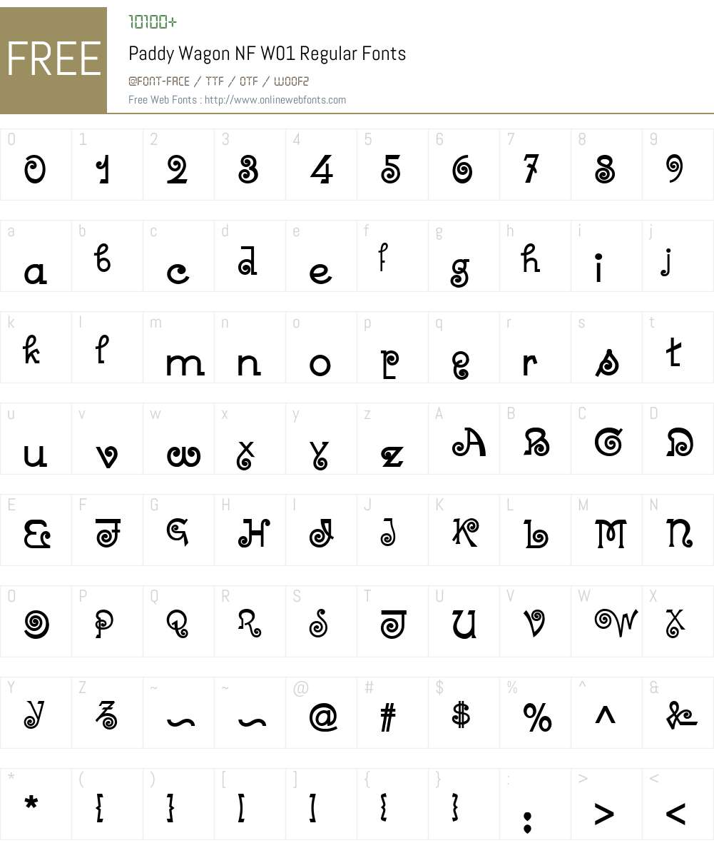 PaddyWagonNFW01-Regular Font Screenshots