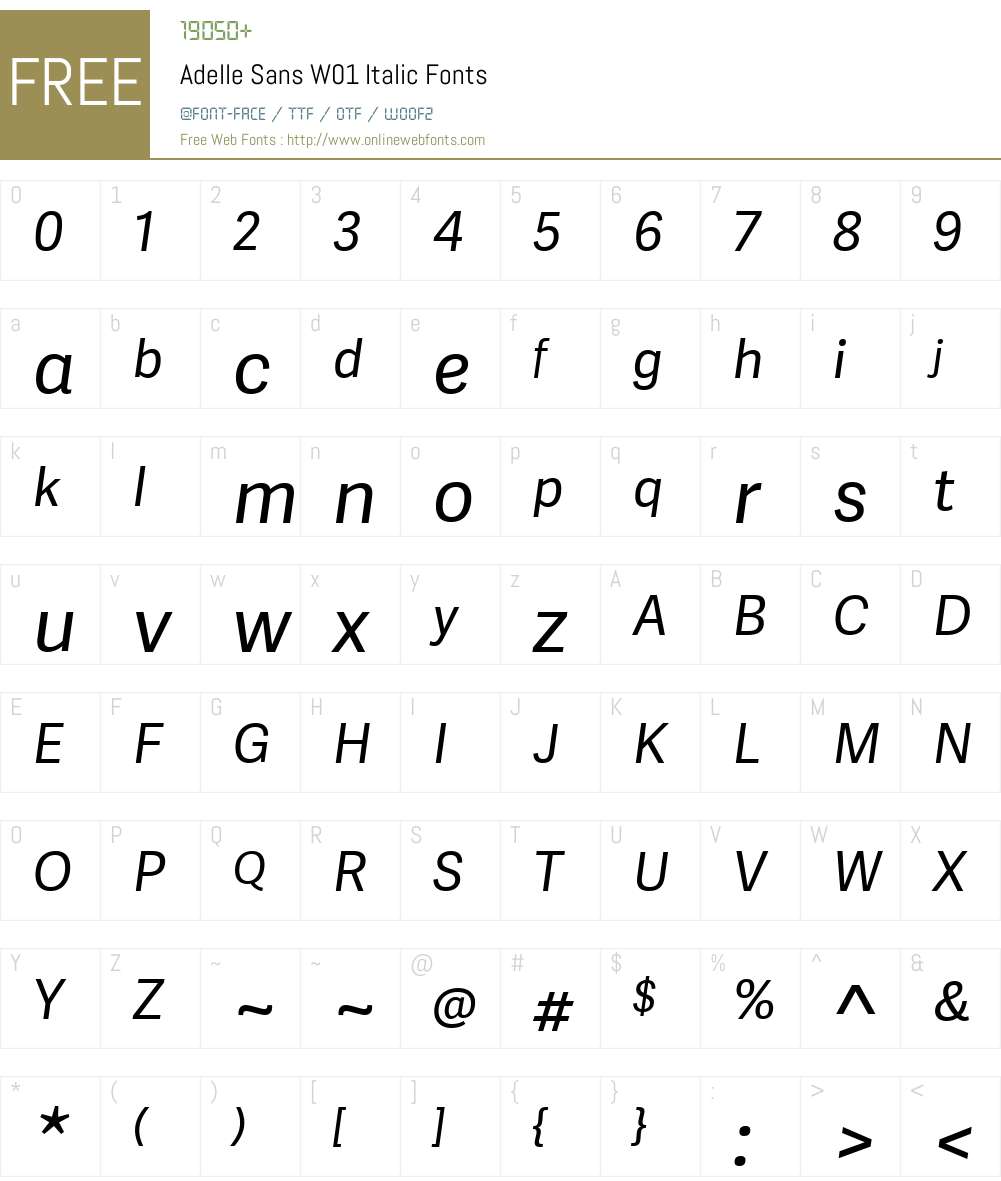 AdelleSansW01-Italic Font Screenshots