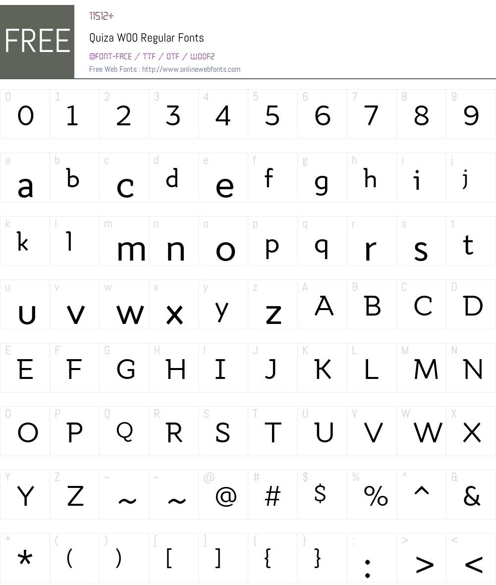 QuizaW00-Regular Font Screenshots