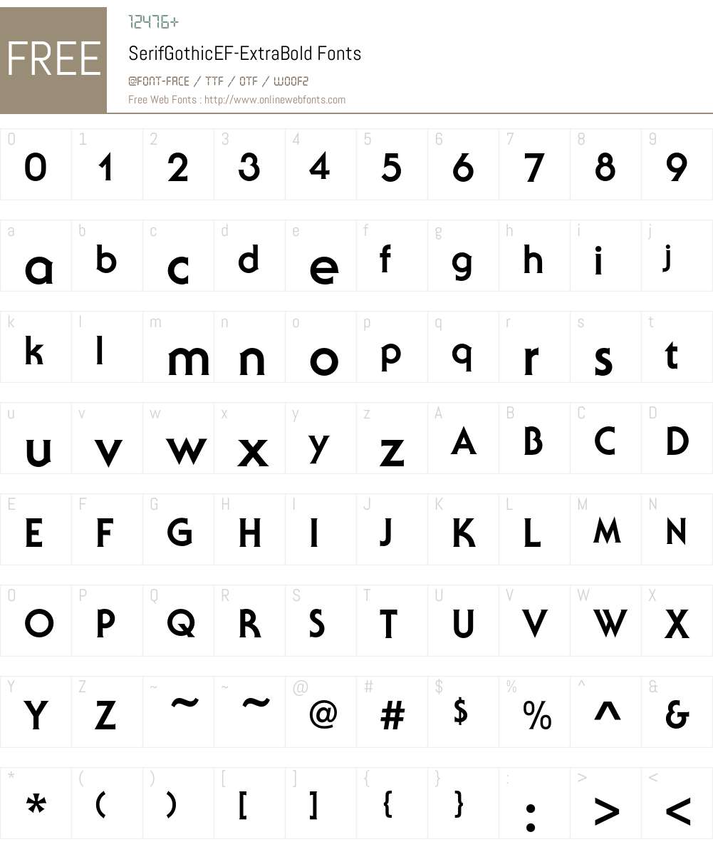 SerifGothicEF-ExtraBold Font Screenshots
