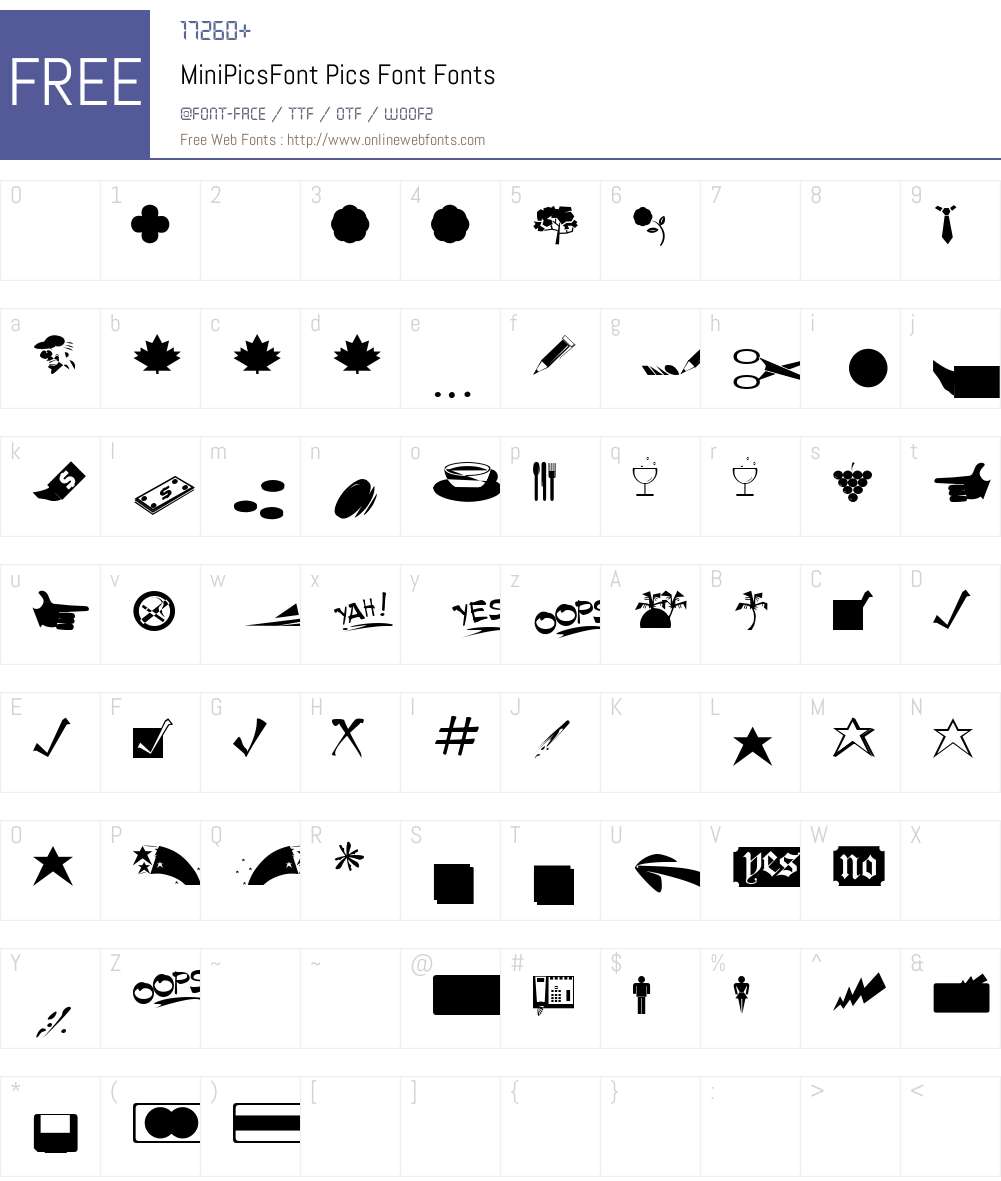 MiniPicsFont Font Screenshots