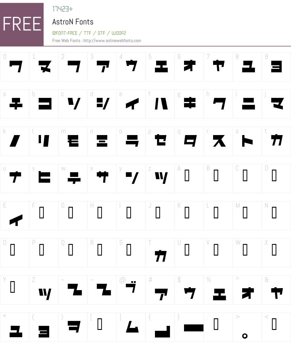 AstroN Font Screenshots