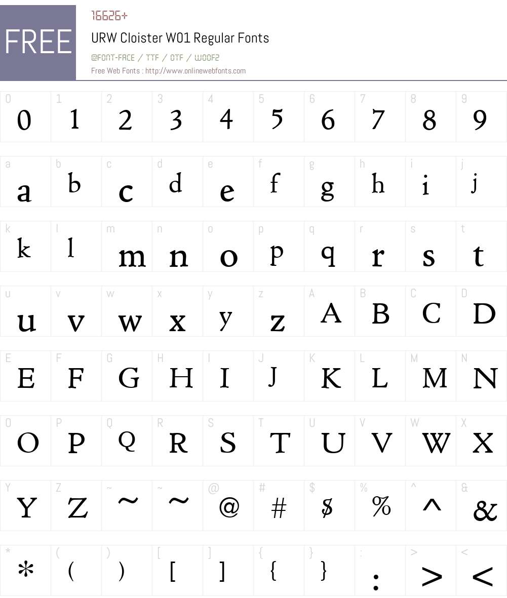 URWCloisterW01-Regular Font Screenshots