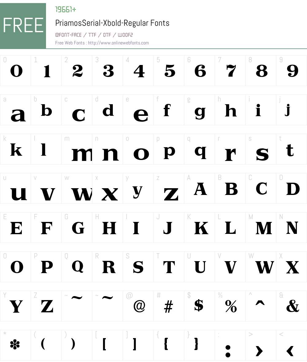 PriamosSerial-Xbold Font Screenshots