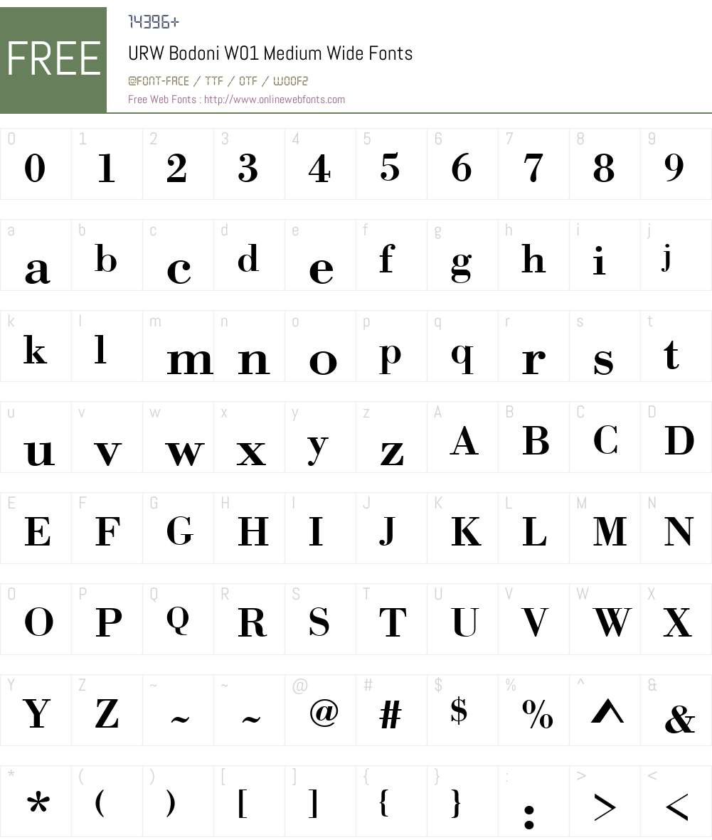 URWBodoniW01-MediumWide Font Screenshots
