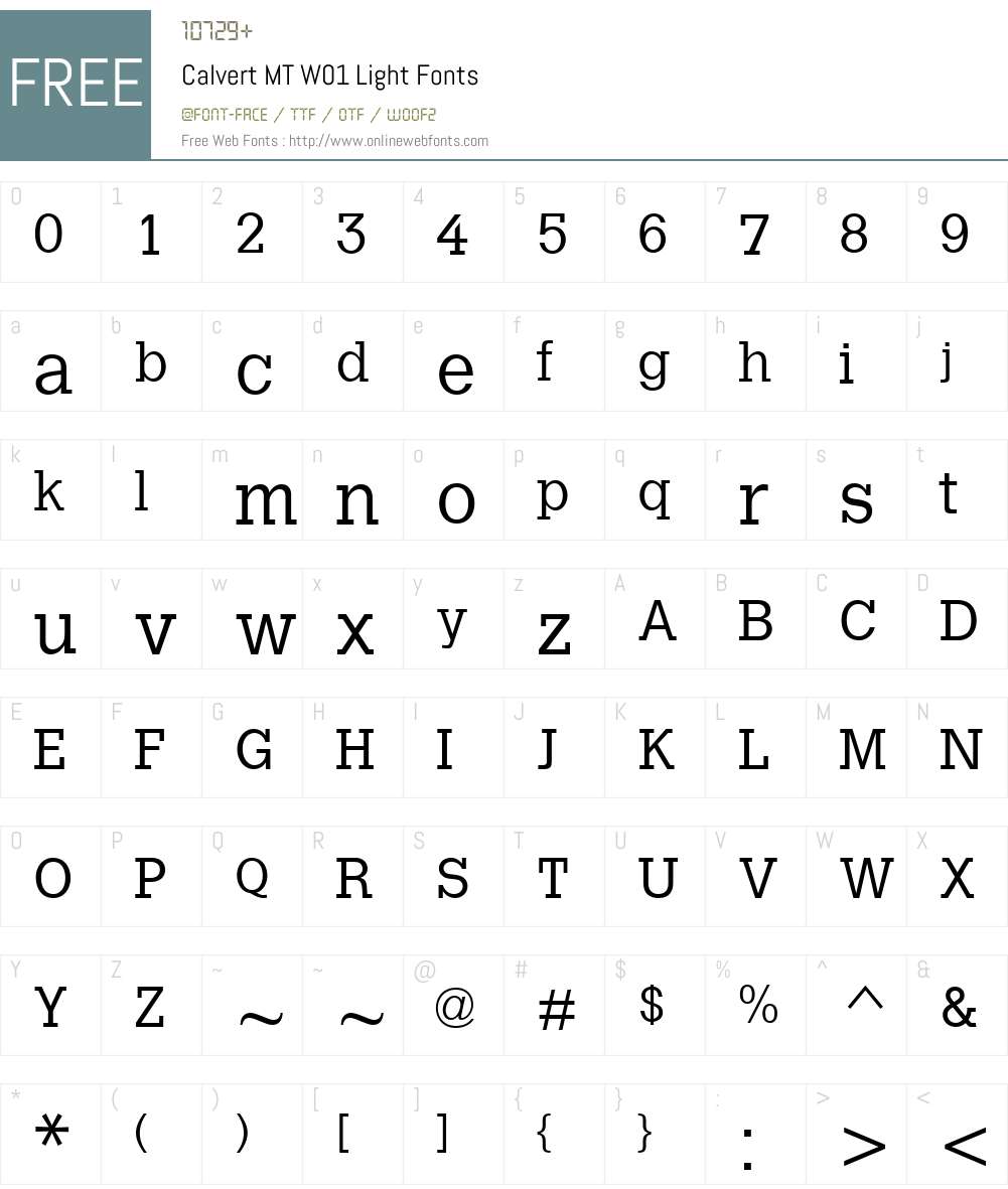 CalvertMTW01-Light Font Screenshots