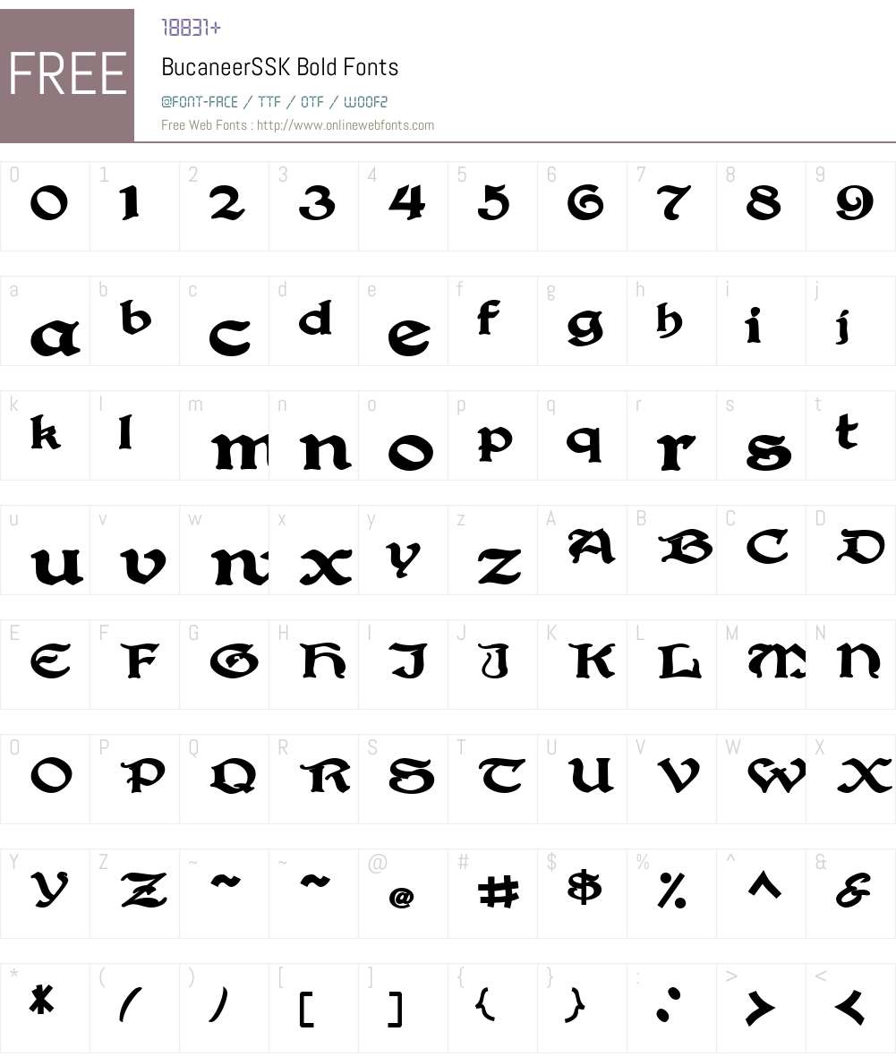BucaneerSSK Font Screenshots