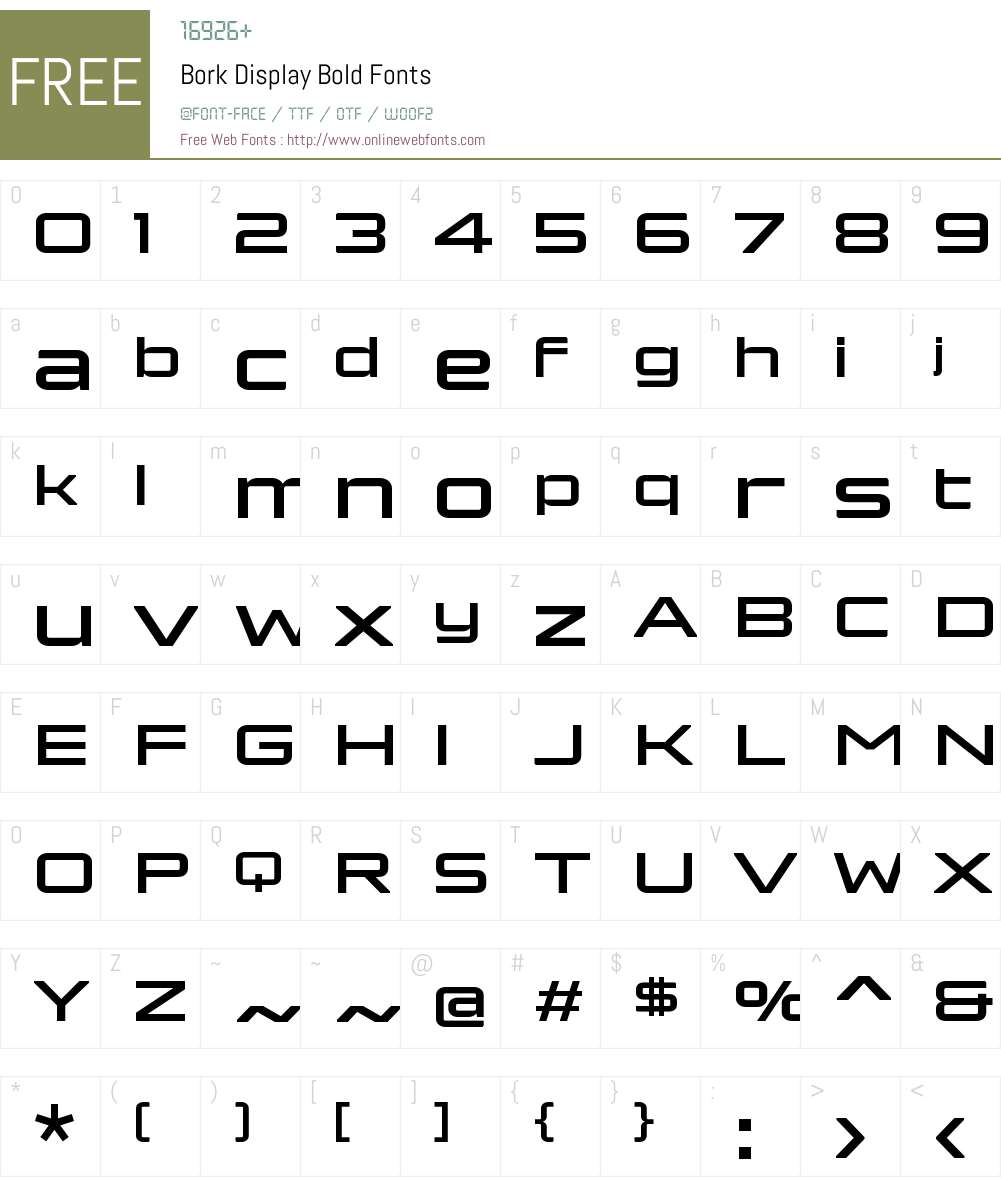 Bork Display Bold Font Screenshots
