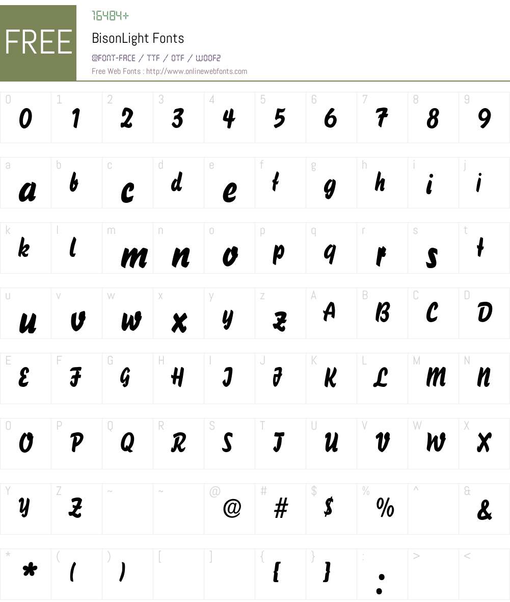 BisonLight Font Screenshots