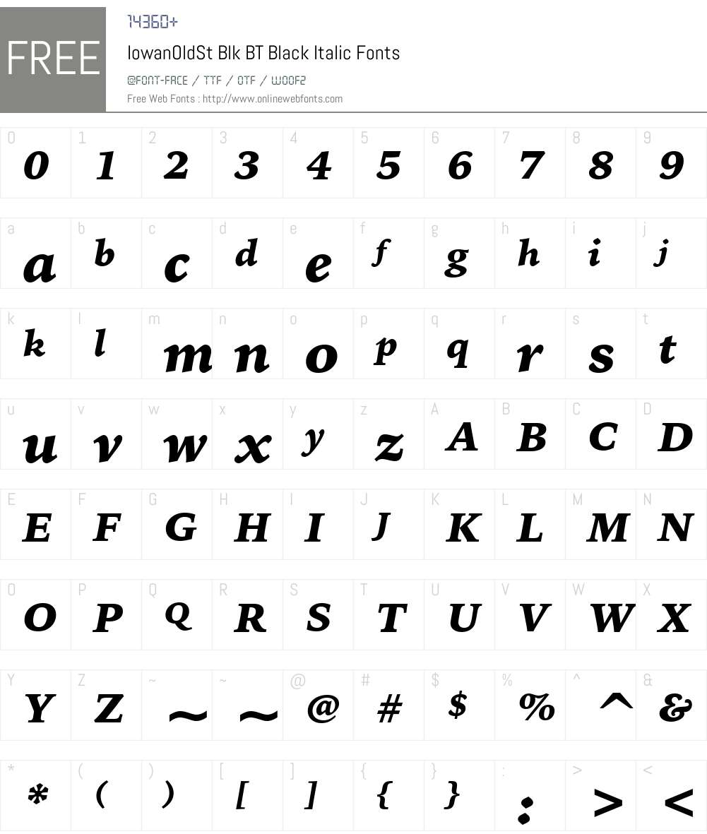 IowanOldSt Blk BT Font Screenshots