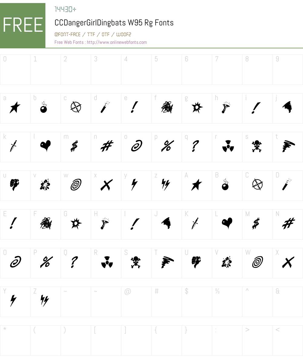 CCDangerGirlDingbatsW95-Rg Font Screenshots