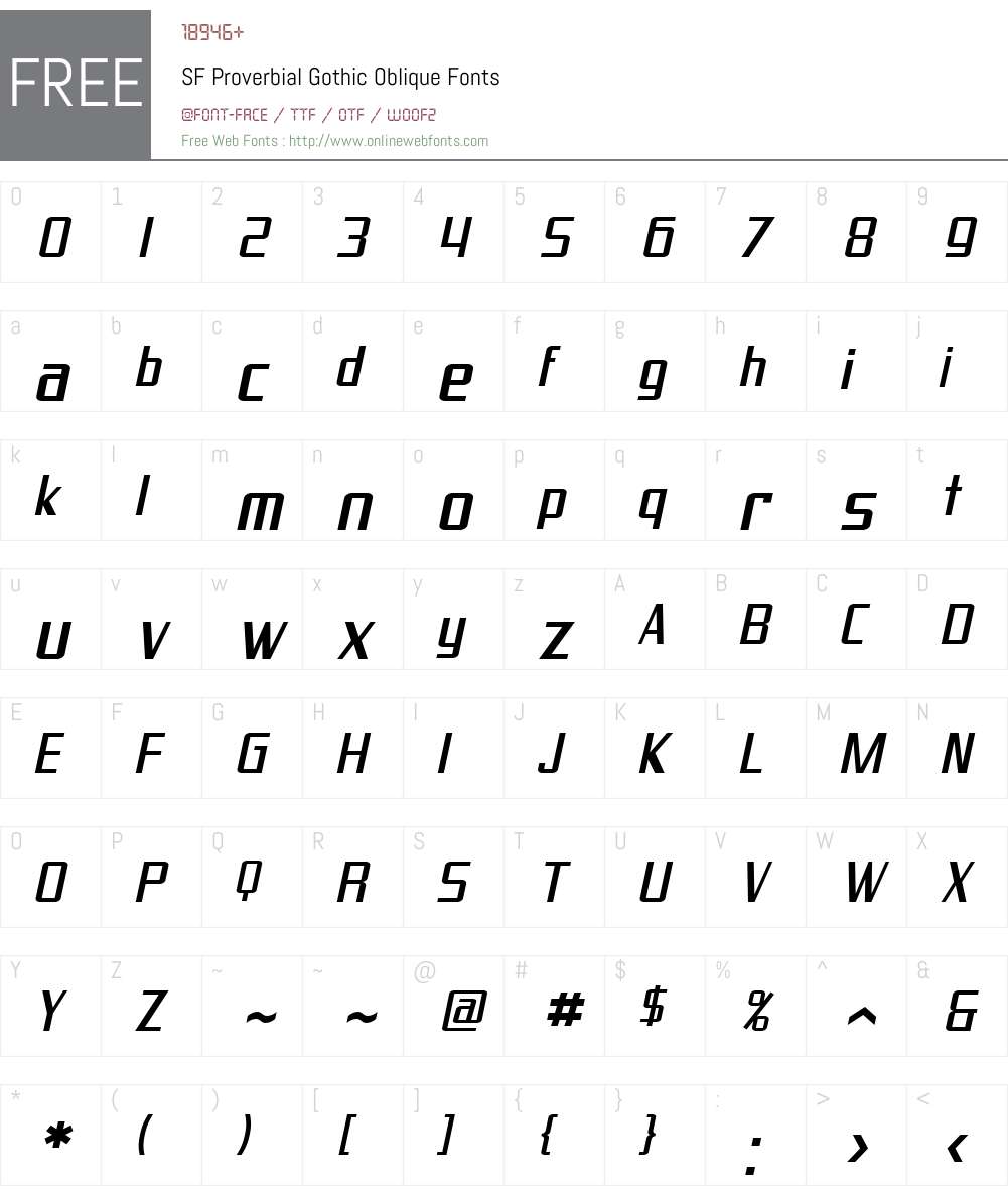 SF Proverbial Gothic Font Screenshots