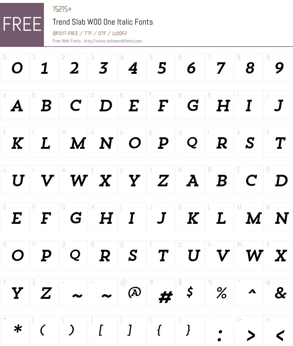 TrendSlabW00-OneItalic Font Screenshots