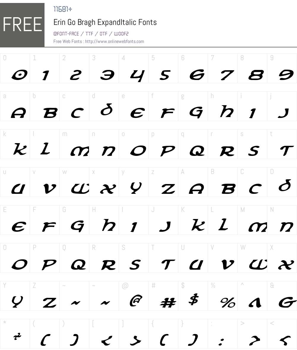 Erin Go Bragh ExpandItalic Font Screenshots